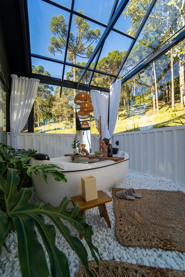 Cabana Aurora com banheira em Urubici