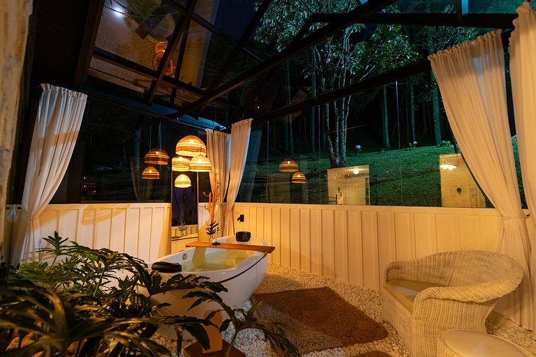 Cabana Aurora com banheira em Urubici